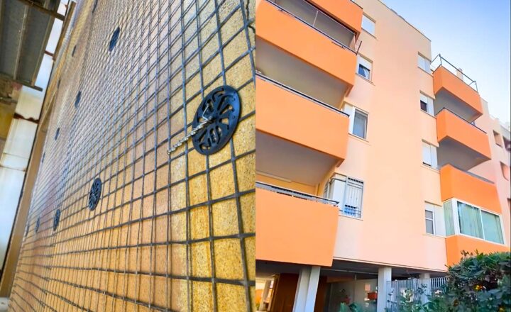 Installazione rete antisismica su facciata a Roma da Mega Restauri